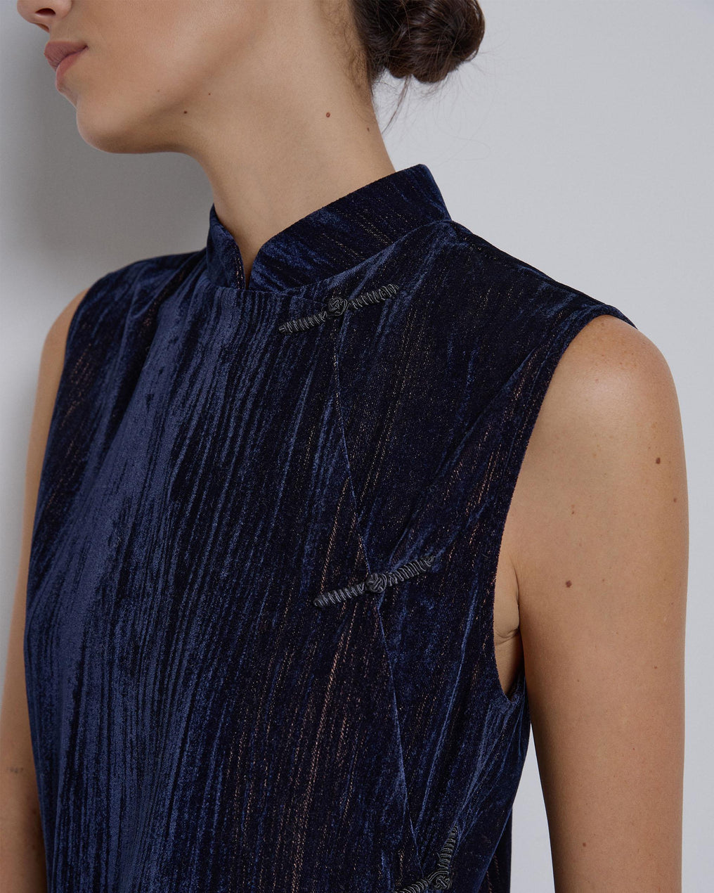 Top Japo Terciopelo Azul Oscuro