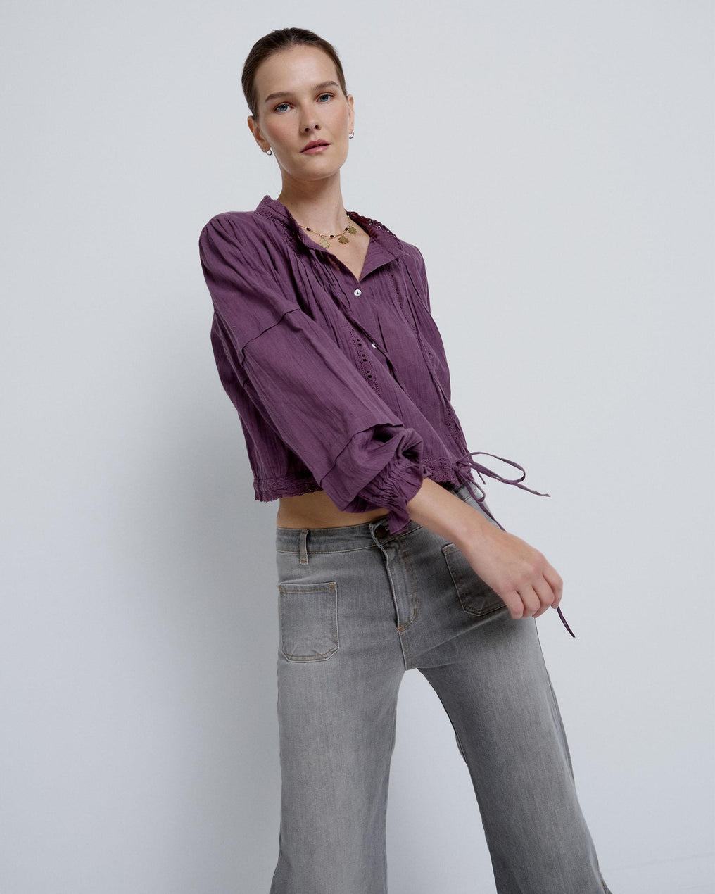 Blusa Puntillas Lazadas Morado