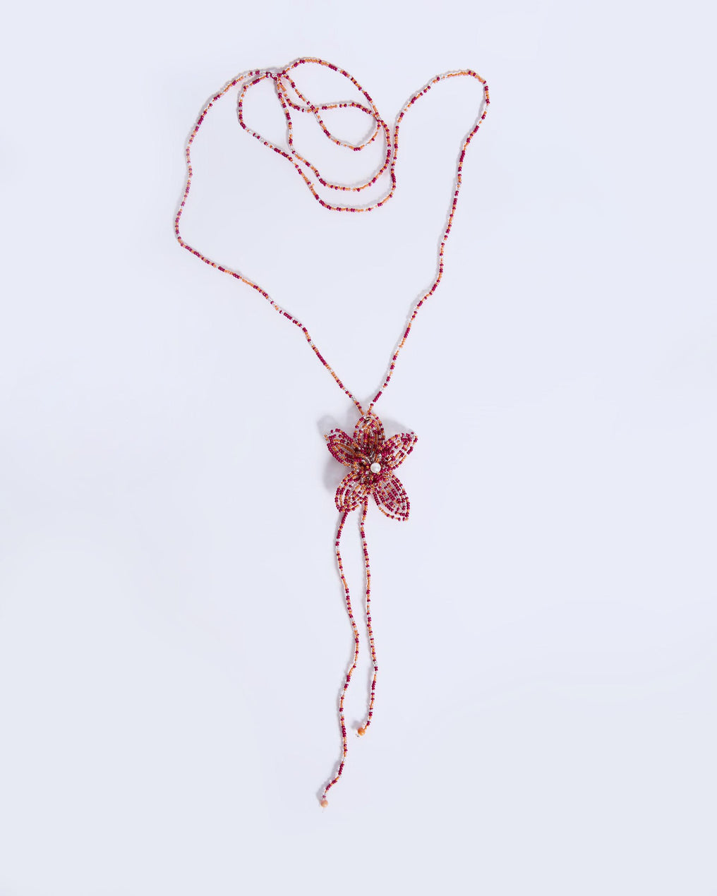 Collar Bolitas Flor Granate