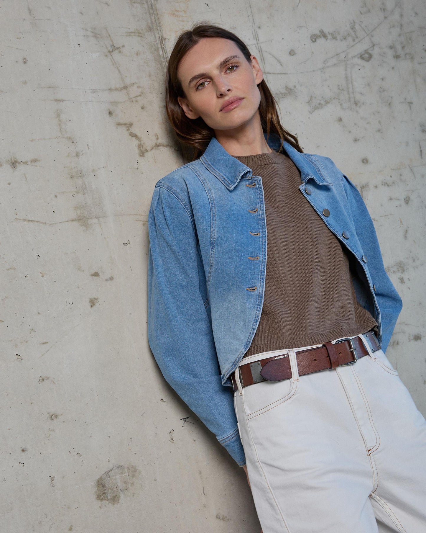 Light Blue Puff Sleeve Denim Jacket