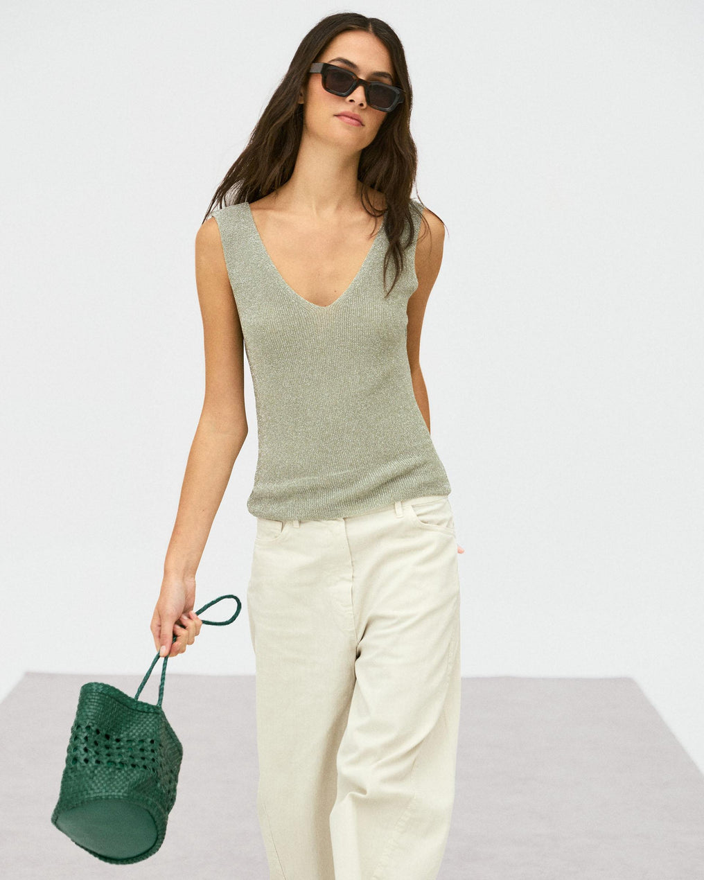 Top Bretelles Lurex Vert