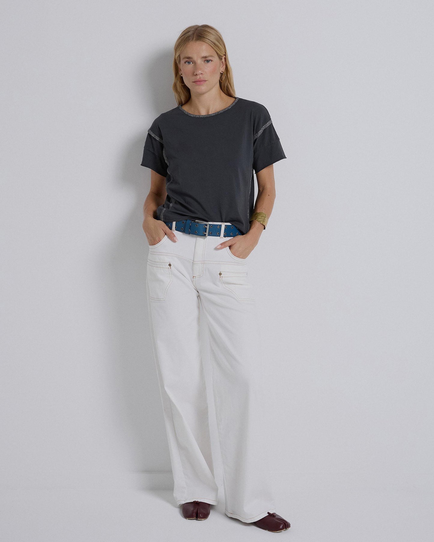 Camiseta Nervios Lurex Antracita