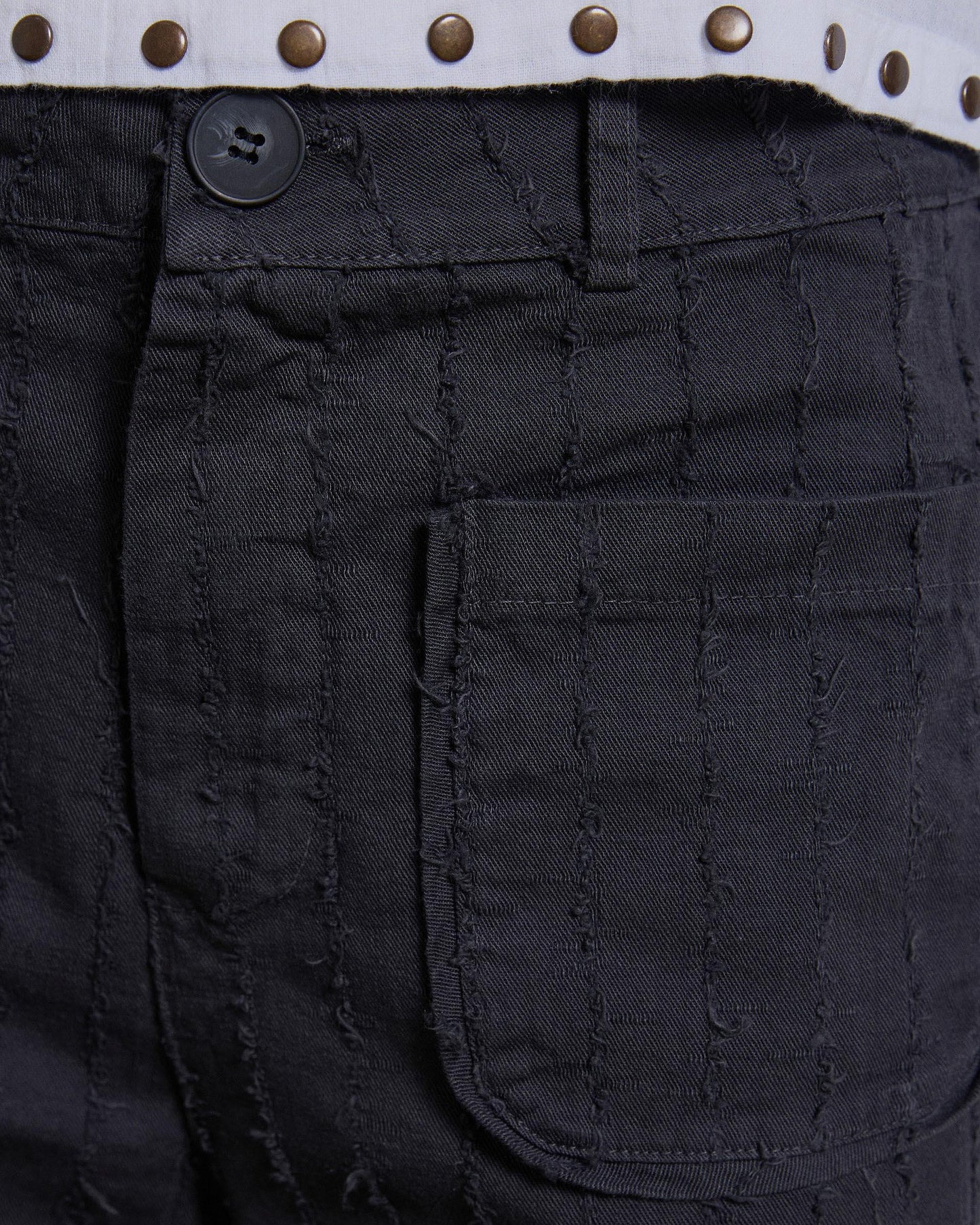 Frayed Stripe Trousers with Anthracite Patch Pockets