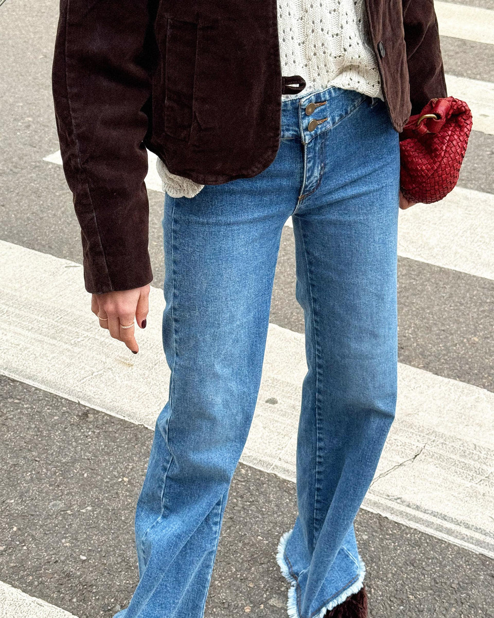 Jeans Cinturilla Doble Botón Azul