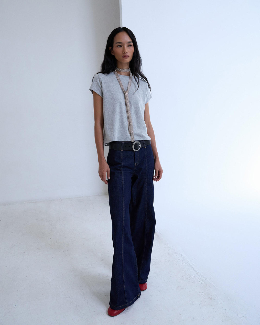 Dark Blue Jeans with Topstitching