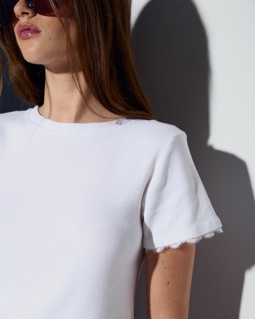 Camiseta Manga Corta Puntillas Blanco