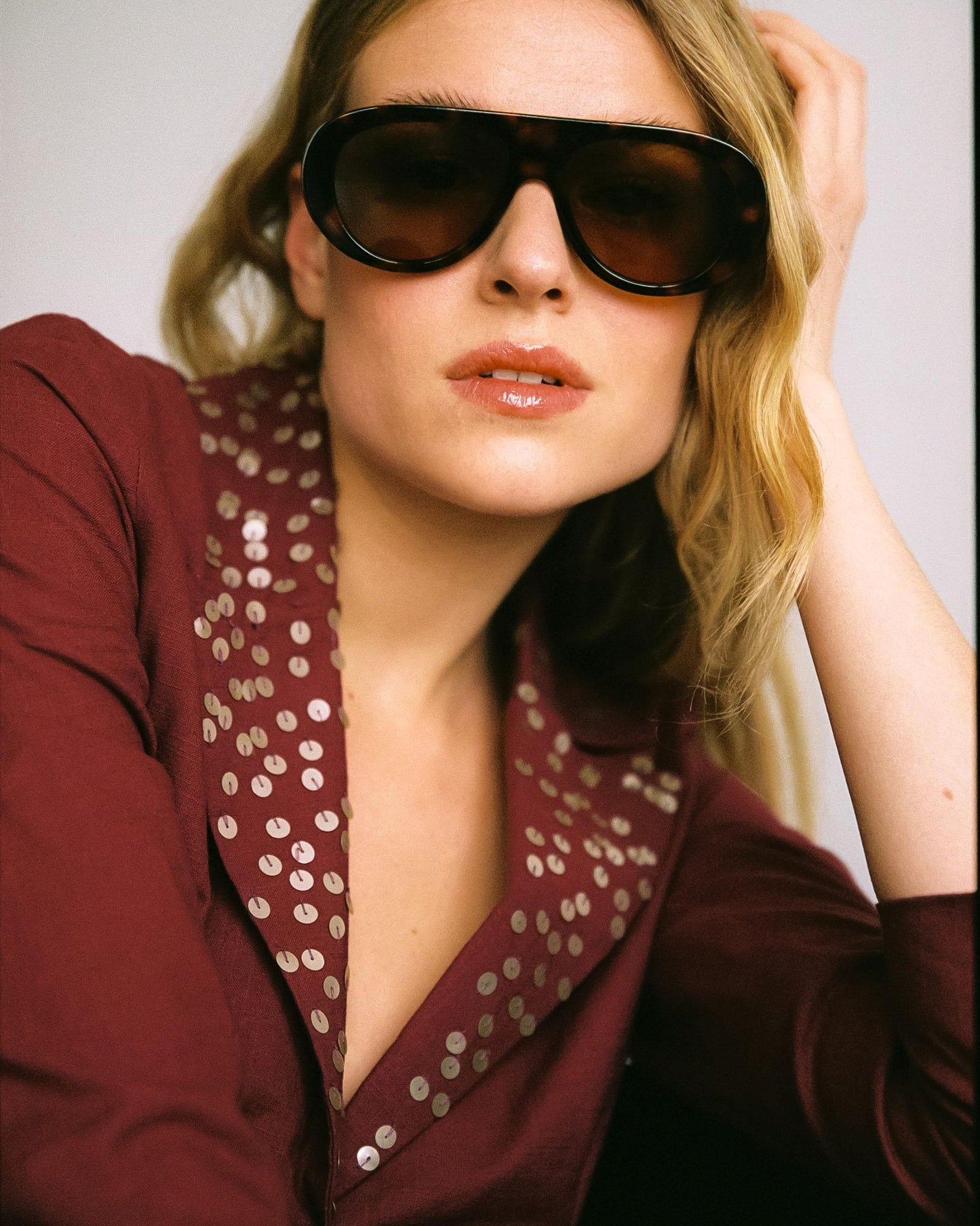 Blazer Lentejuelas Rosa Oscuro