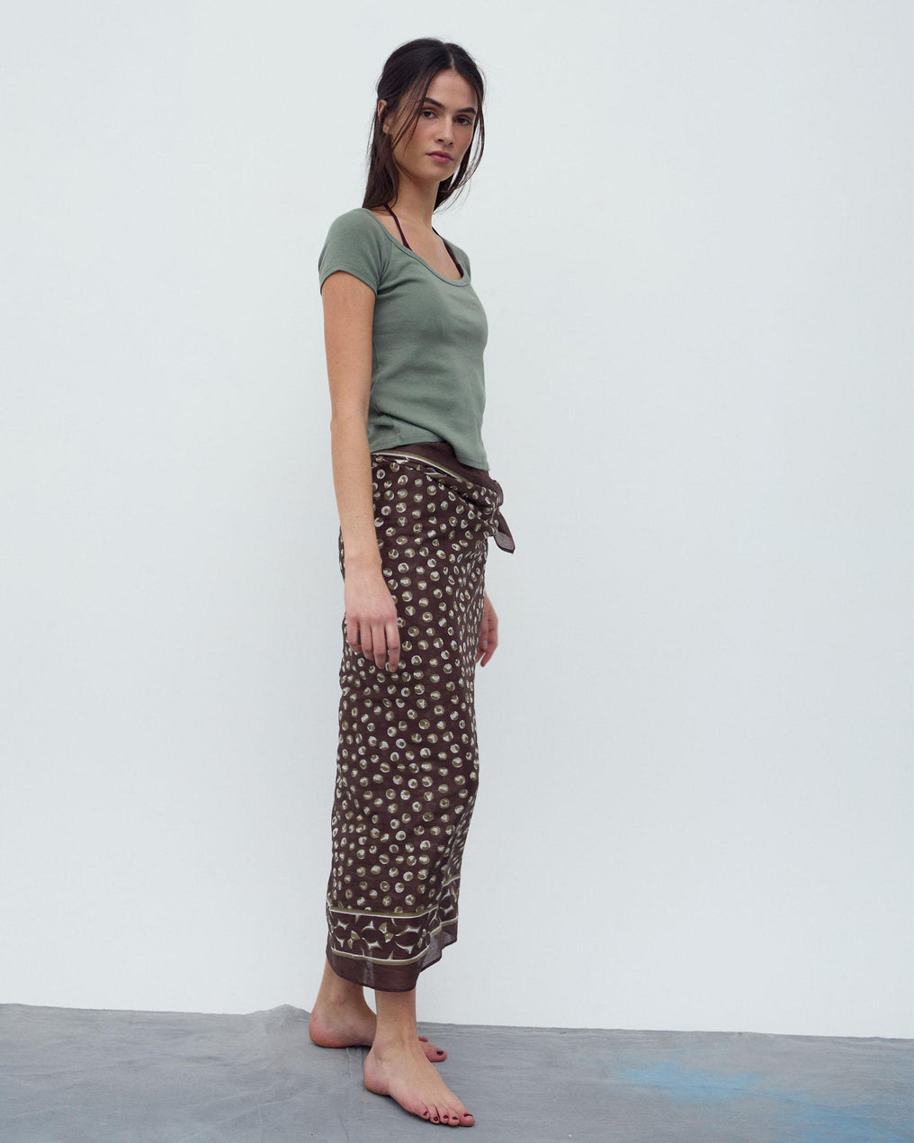 Pareo Estampado Círculos Cenefa Marrón