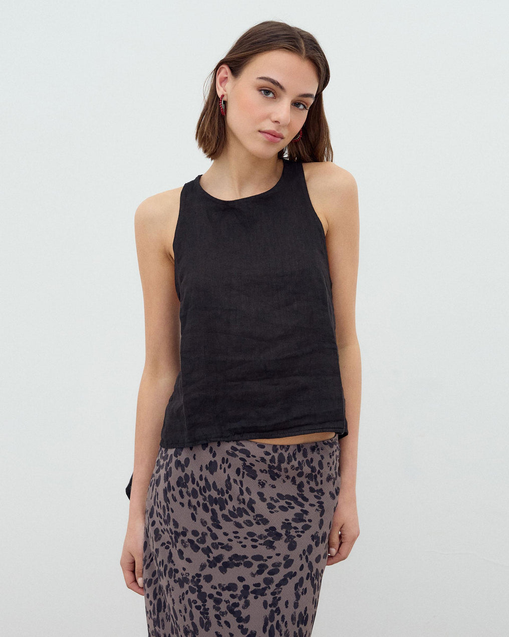 Black Backless Linen Top