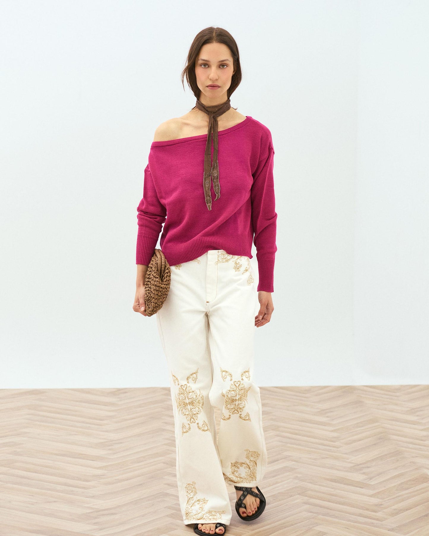 Pull Col Asymétrique Fuchsia