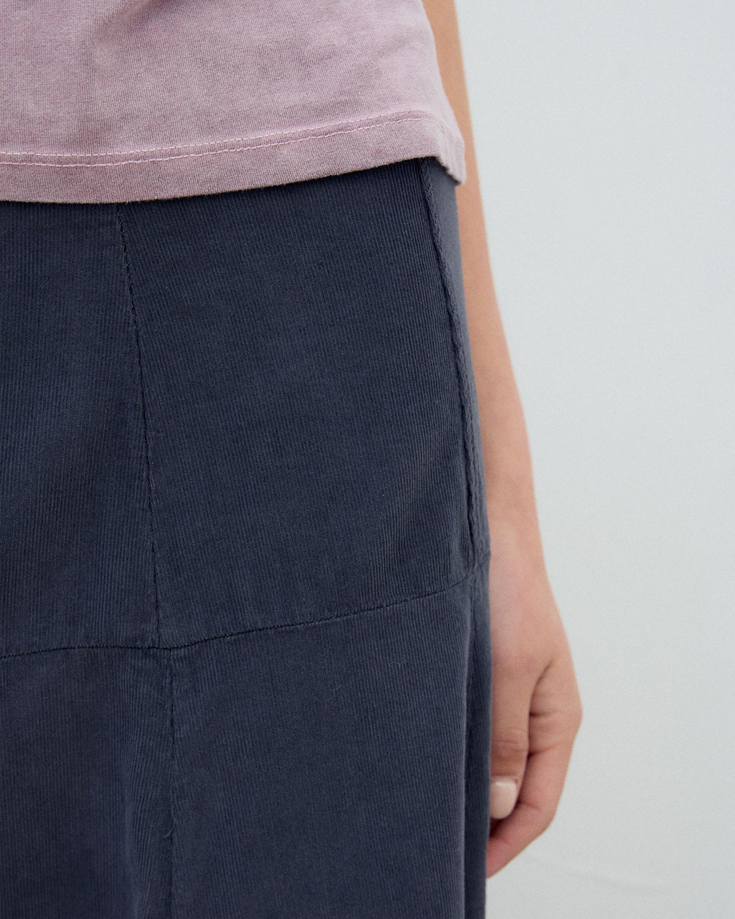 Microcorduroy Skirt with Anthracite Yoke