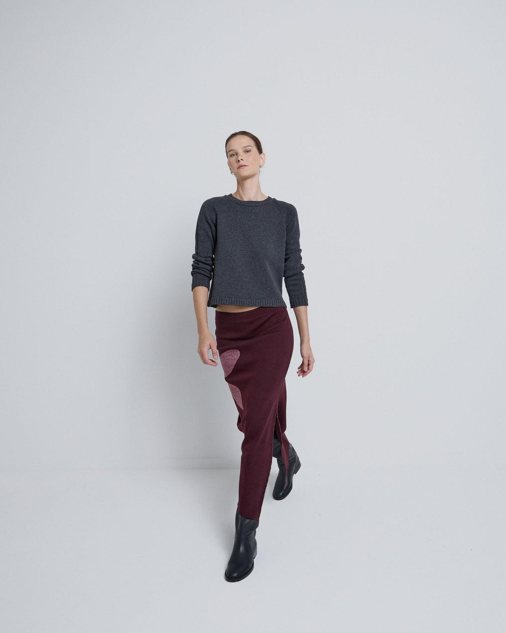 Long Eggplant Flower Skirt