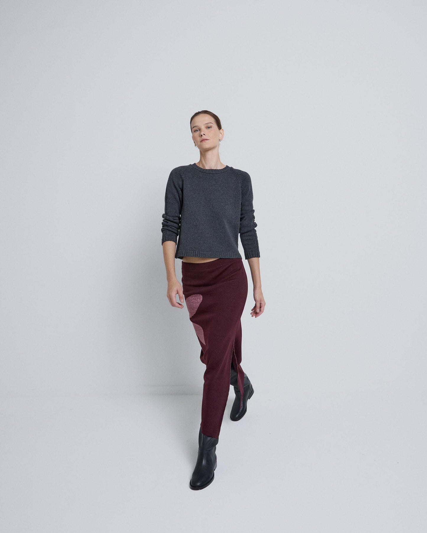 Long Eggplant Flower Skirt