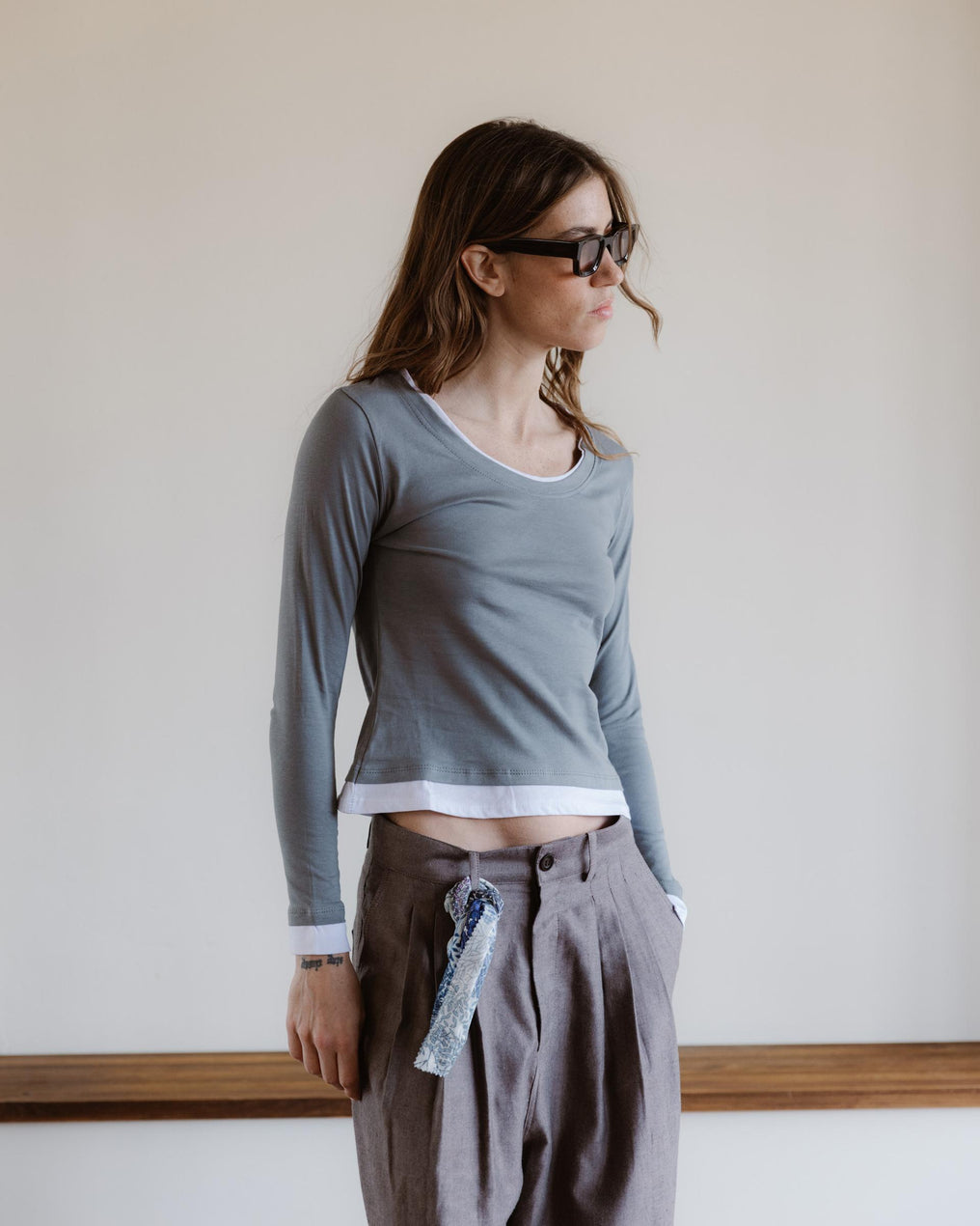 Camiseta Efecto Doble Gris