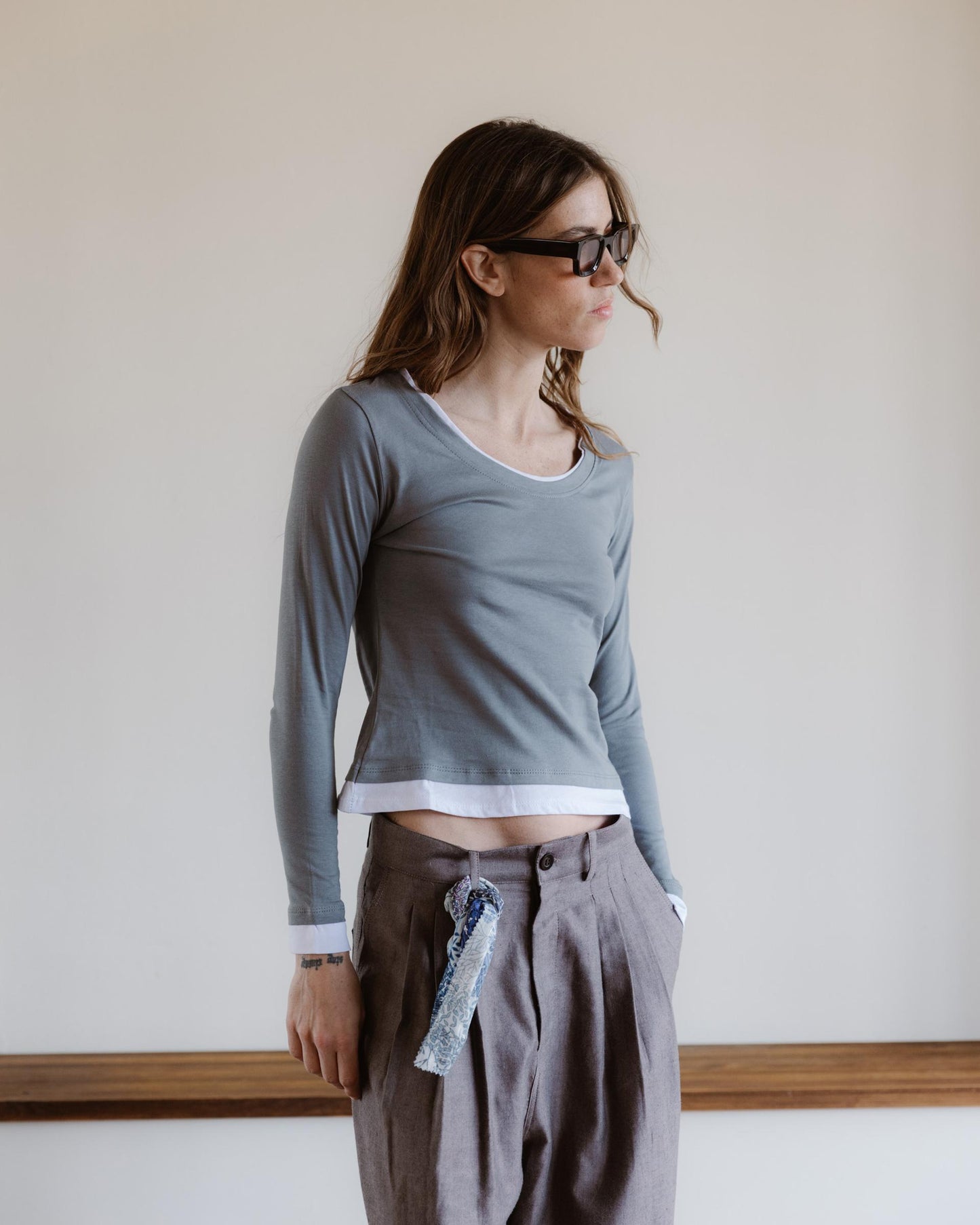 Camiseta Efecto Doble Gris