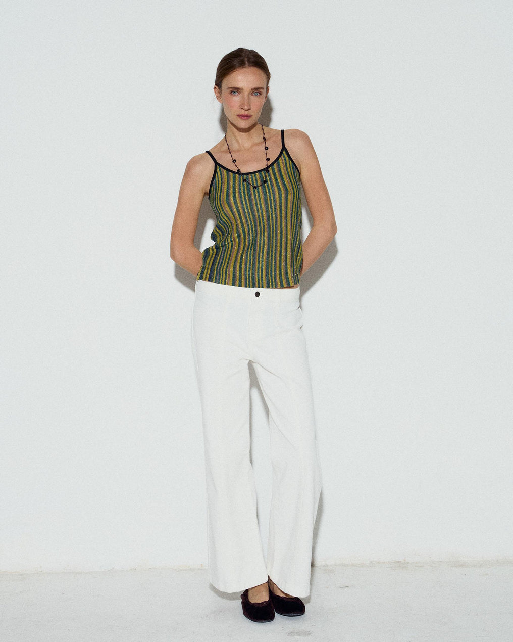 Top Rayas Colores Lurex Verde