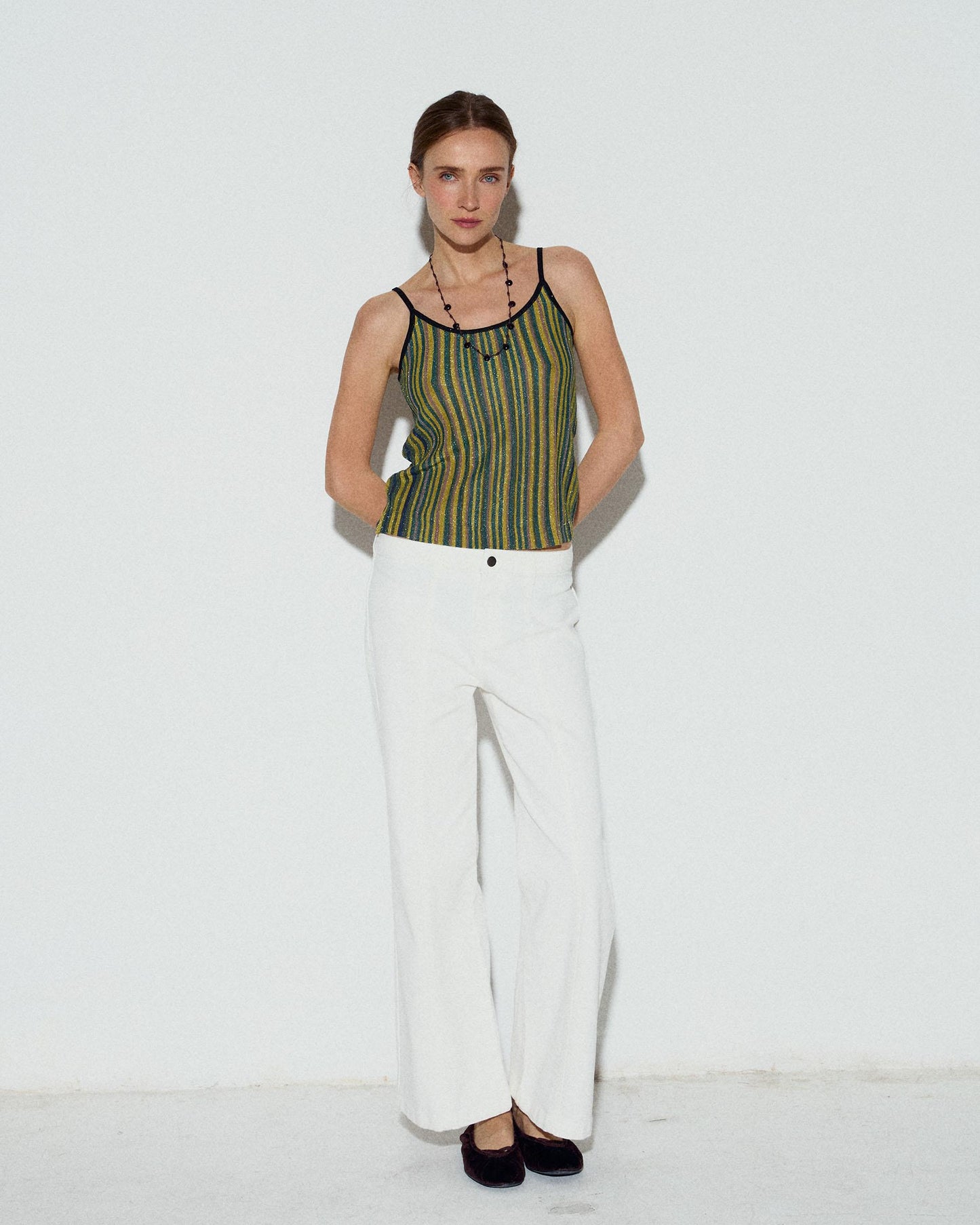 Top Rayas Colores Lurex Verde