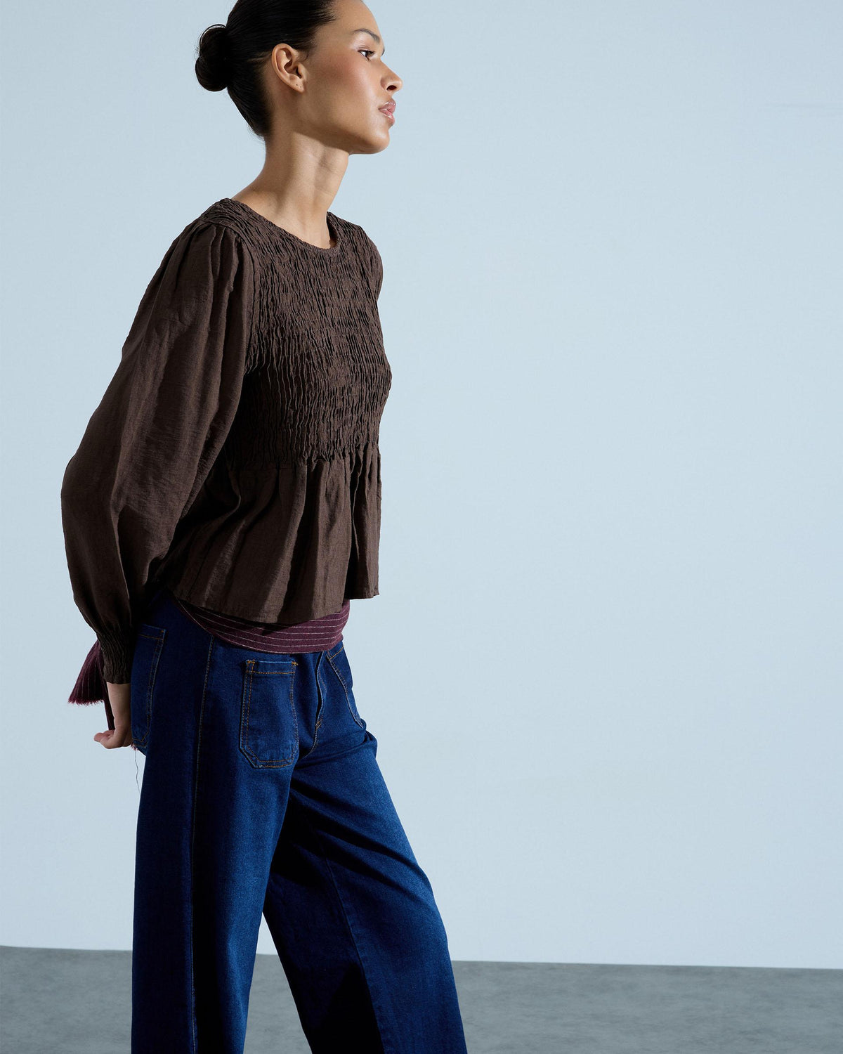 Coated Body Blouse Brown