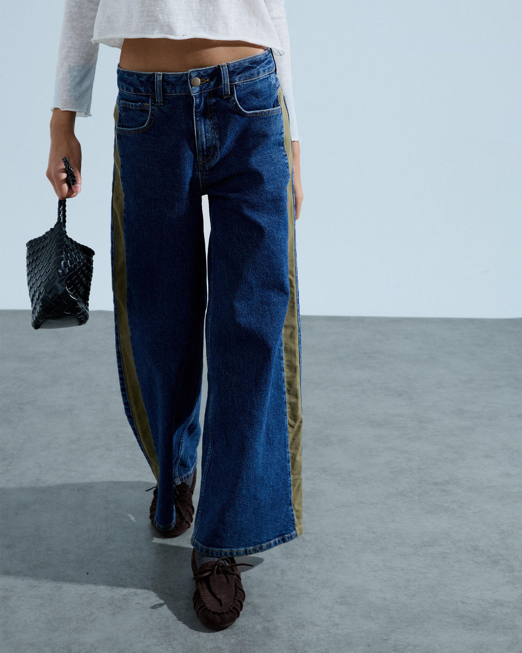 Jeans Contrastes Bolsillos Azul Jeans