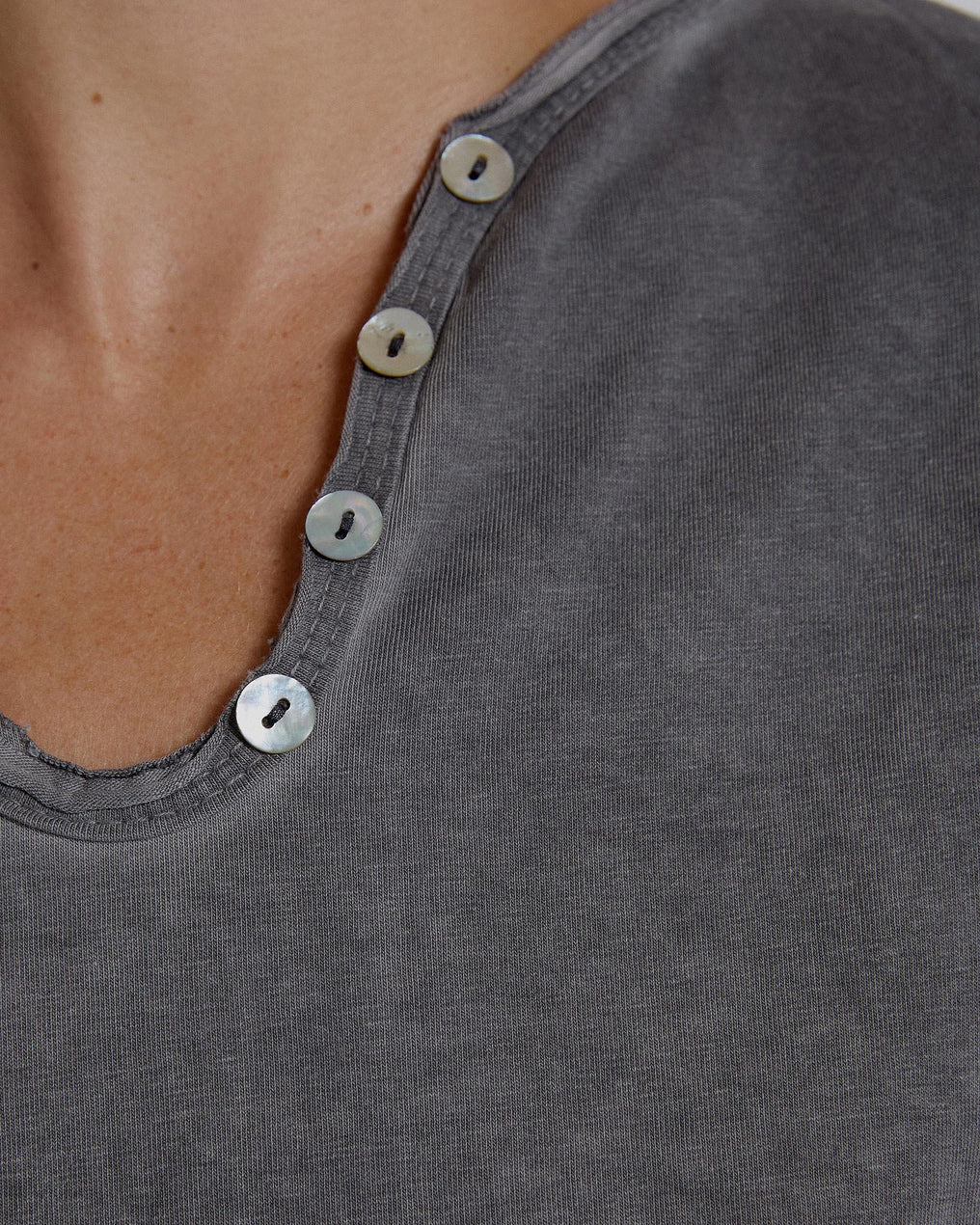 T-shirt de manga comprida com botão antracite