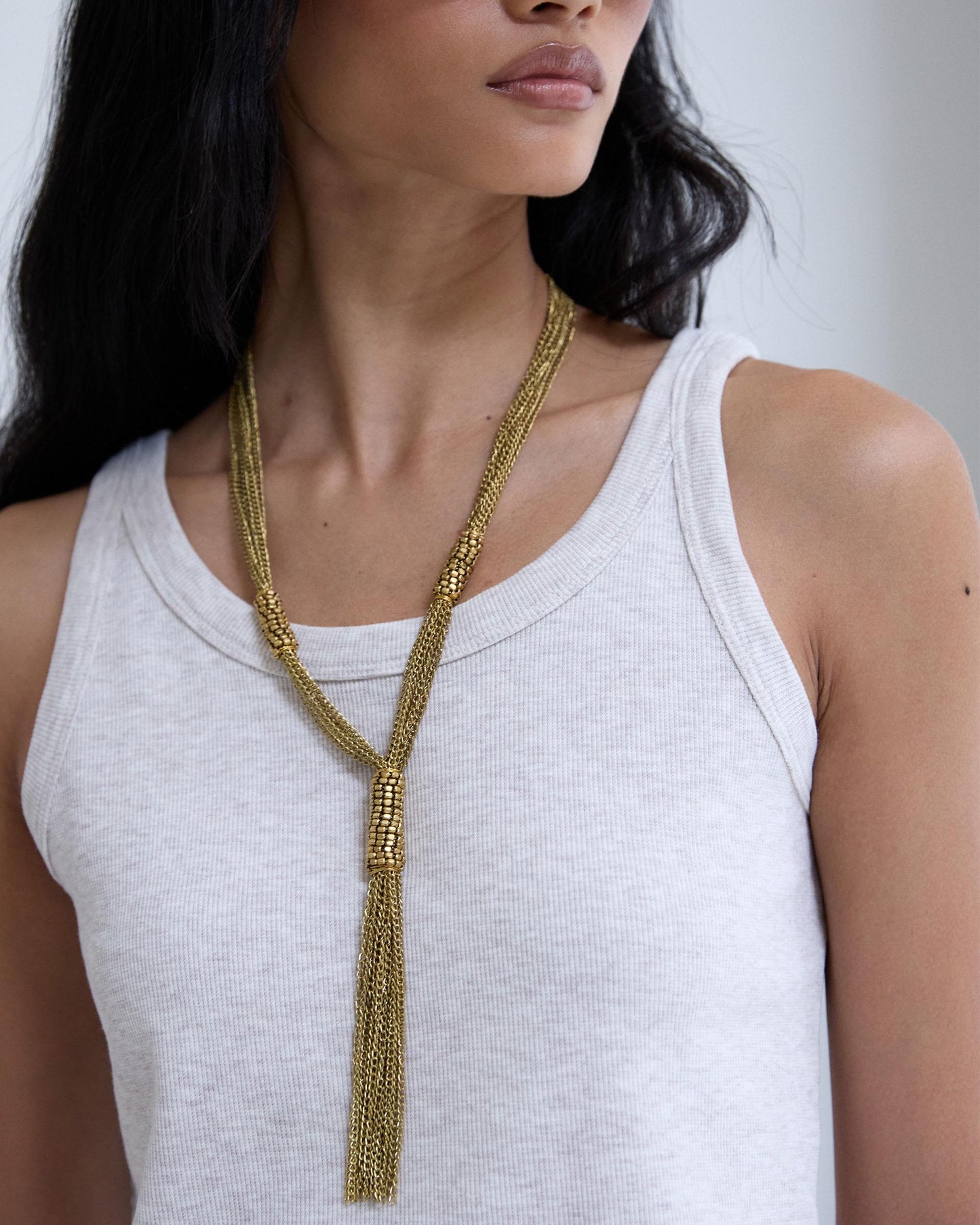 Collar Corbatero Nudo Cadenas Oro