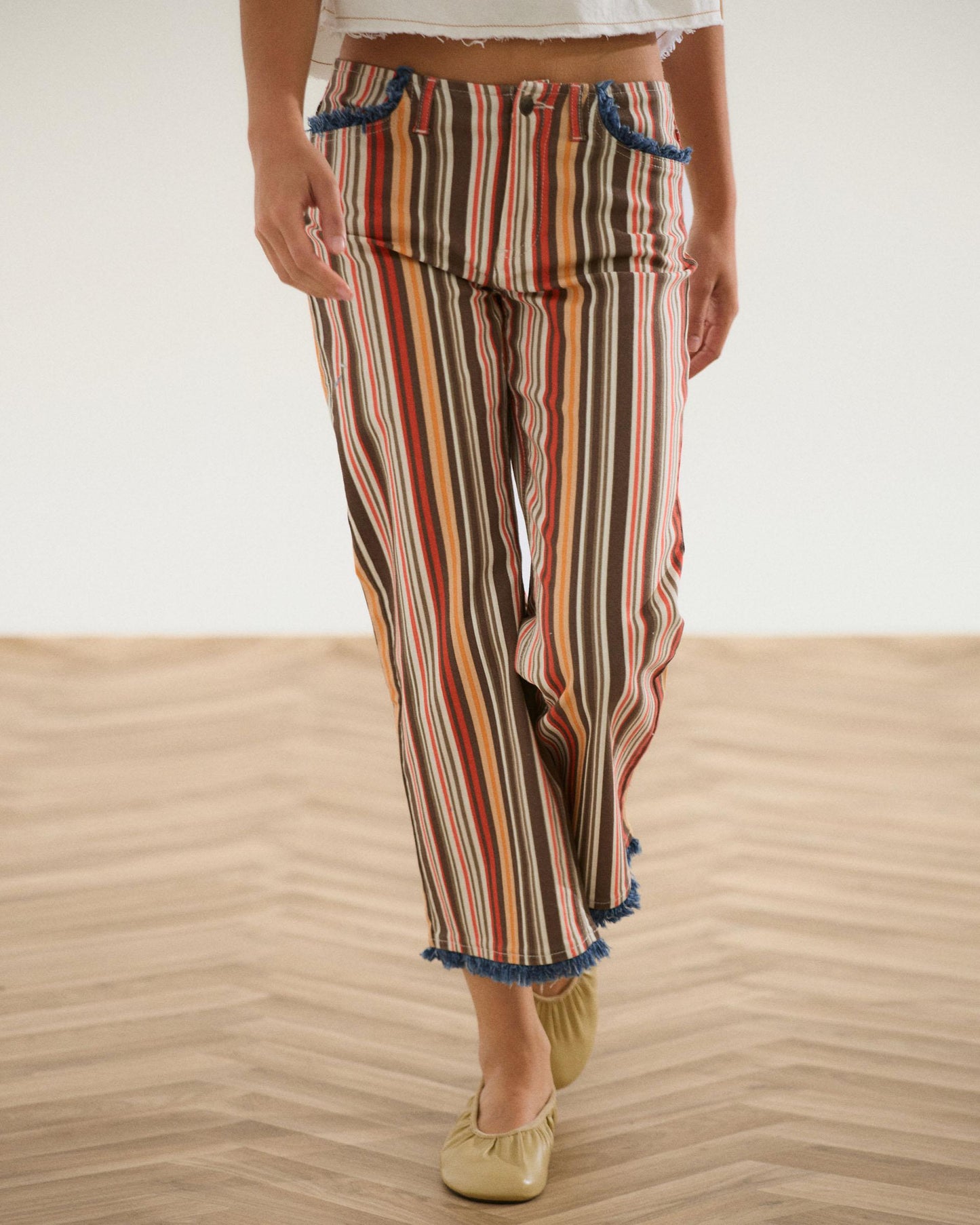 Jeans Desflecados Rayas Multicolor