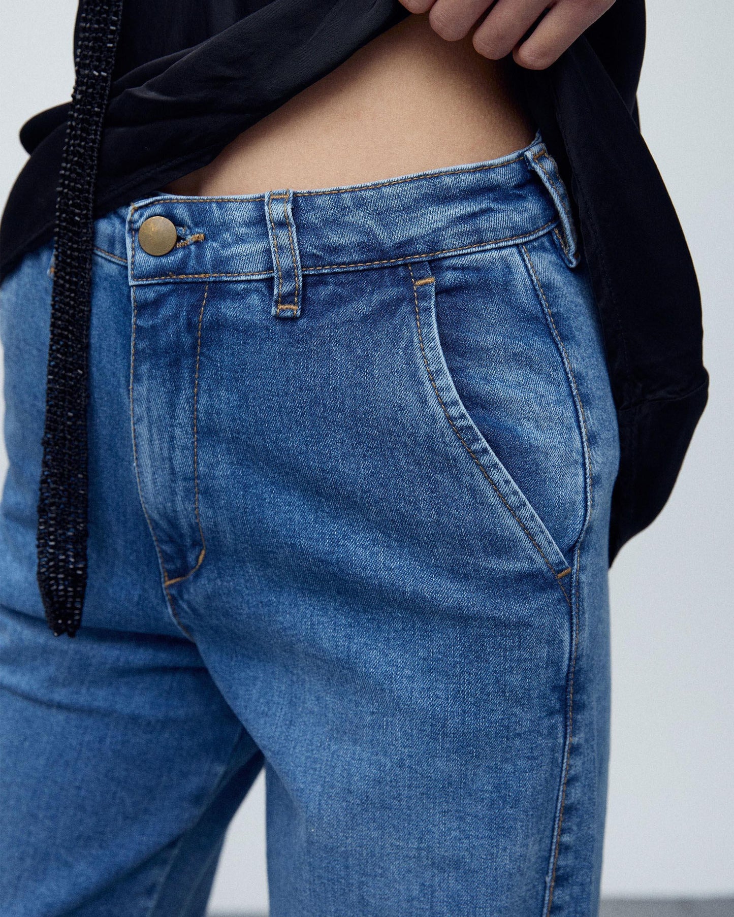 Blue Straight Wide Jeans