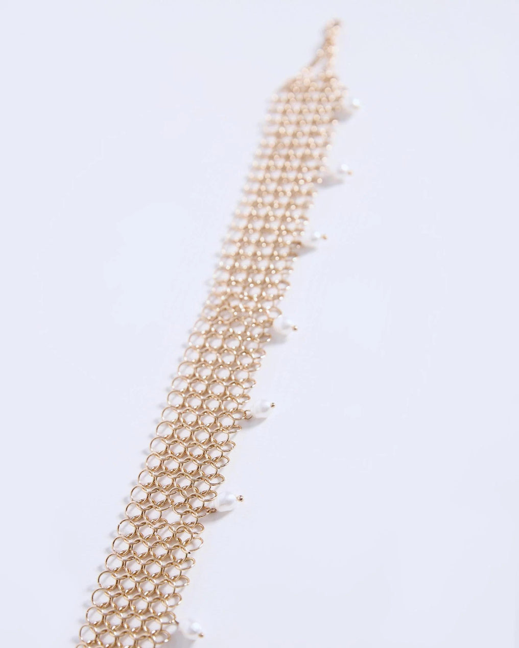 Choker Rejilla Perlas Oro