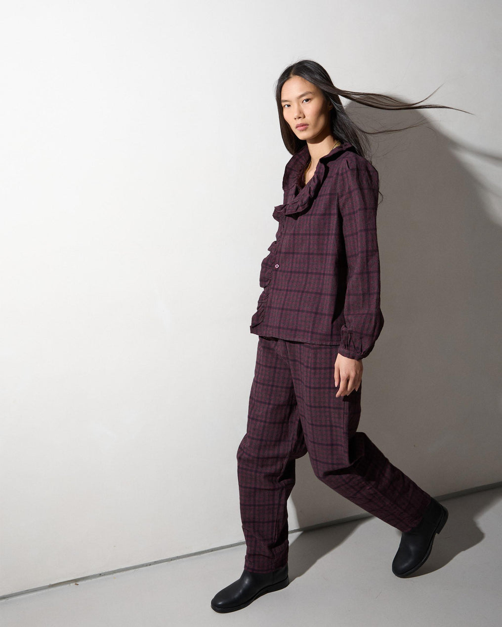 Purple Balloon Plaid Pants