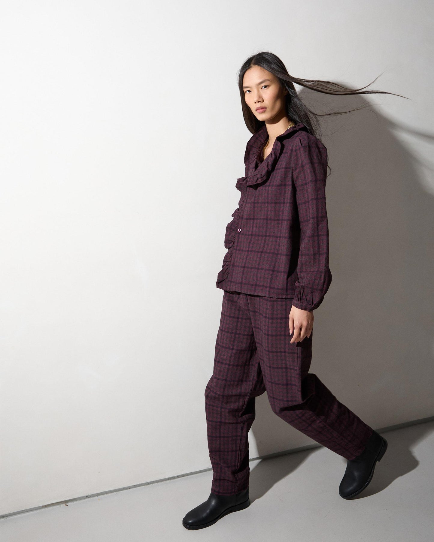Purple Balloon Plaid Pants