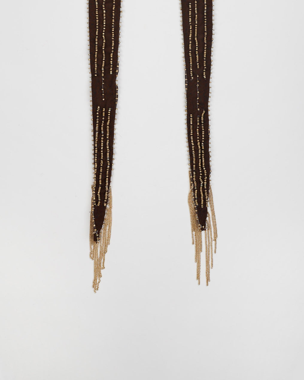Brown Embroidered Organza Collar