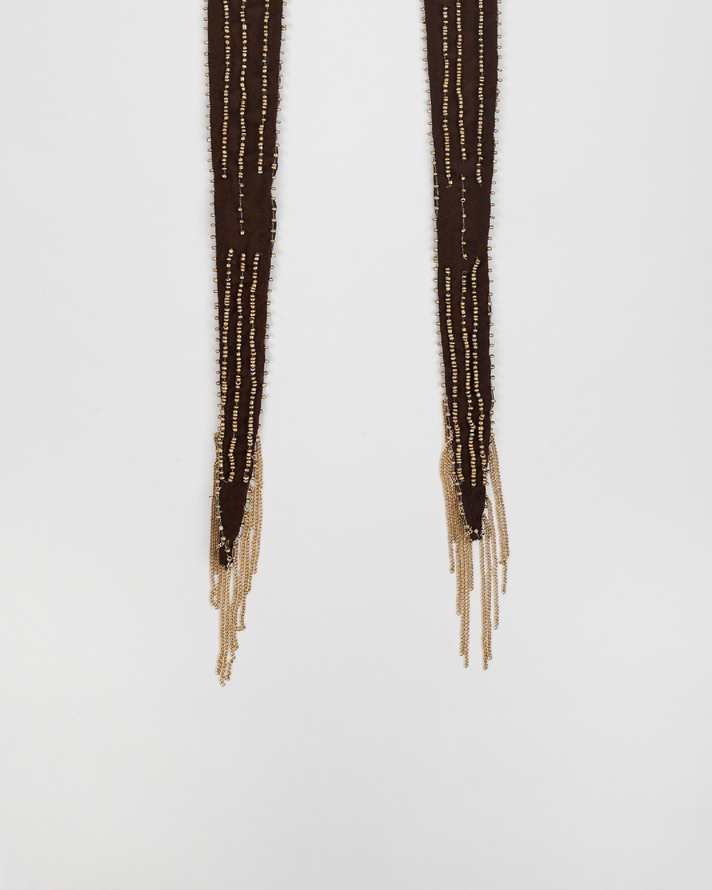Brown Embroidered Organza Collar