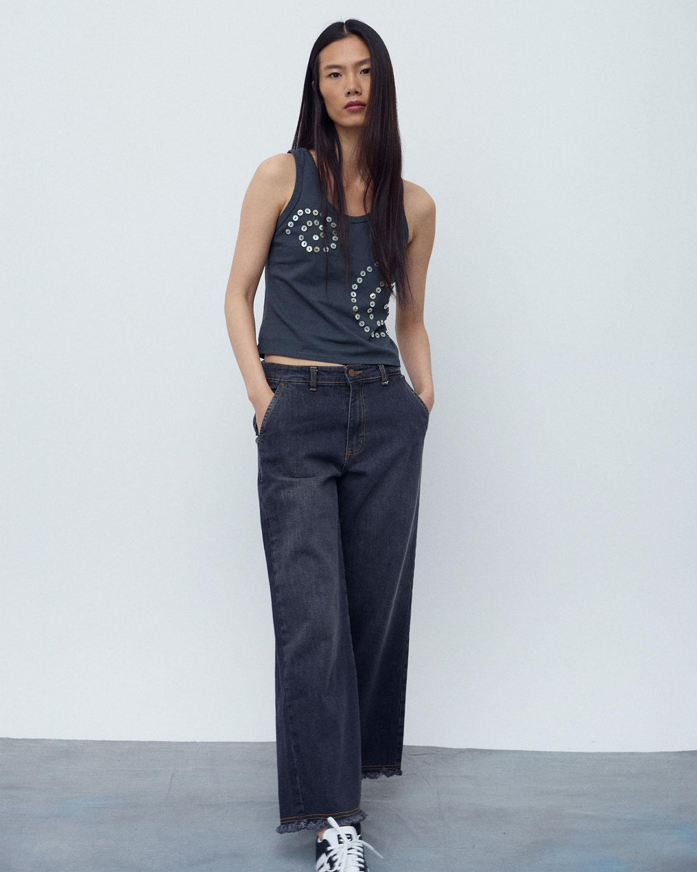 Camiseta Espiral Botones Antracita