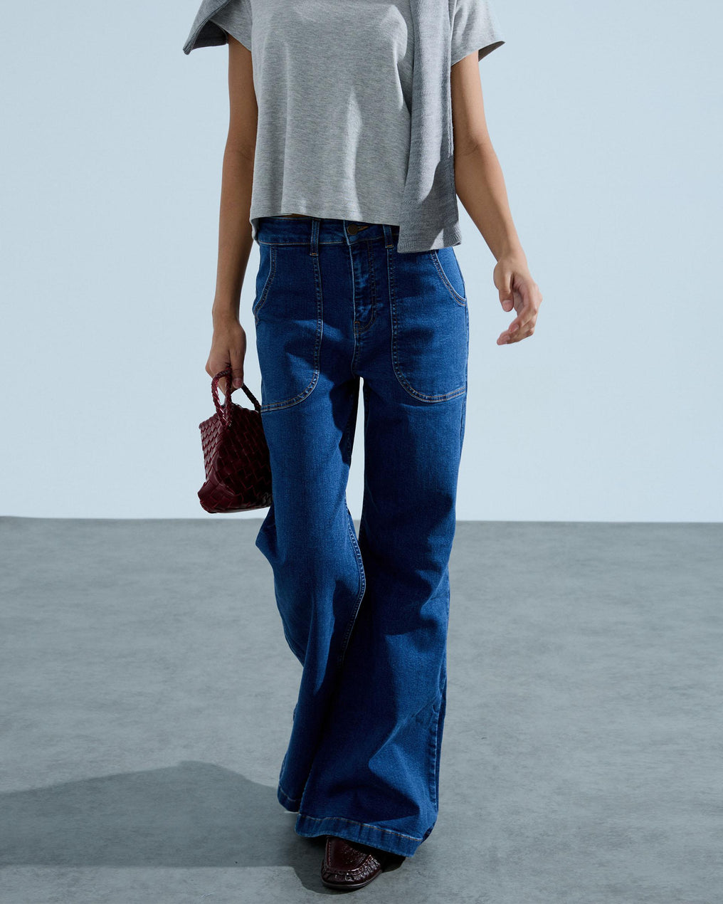 Jeans Botones Campana Azul Jeans