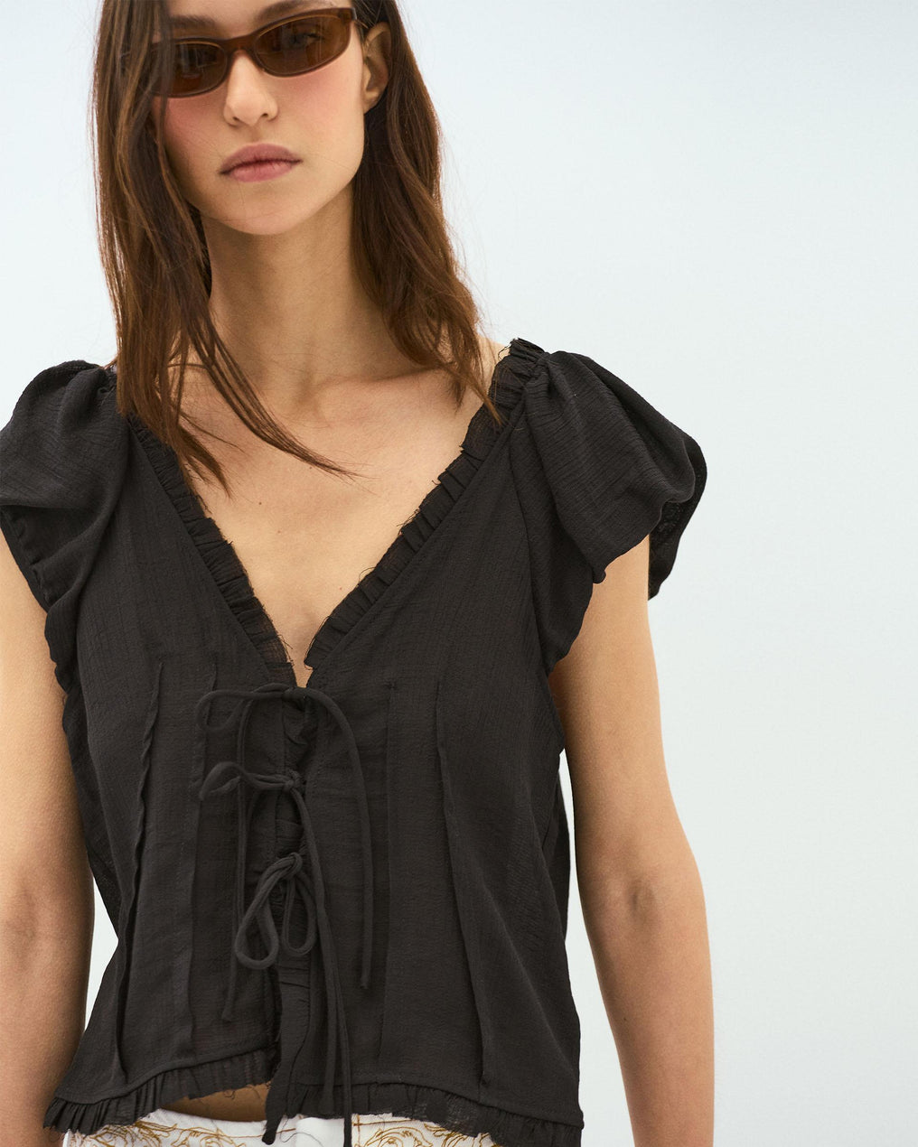 Blusa Lazadas Delanteras Negro