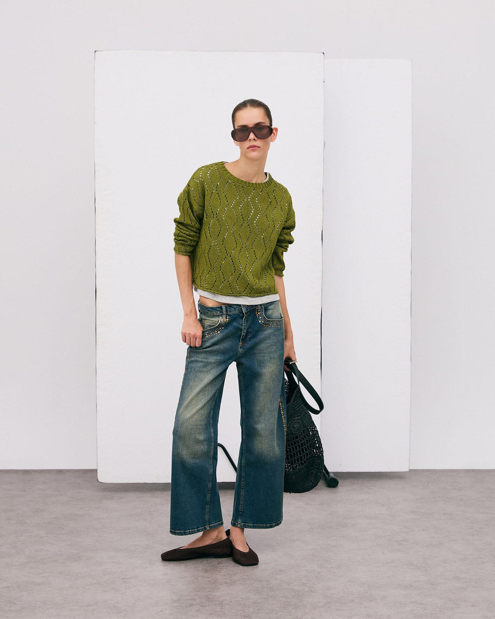 Green Diamond Die-Cut Sweater