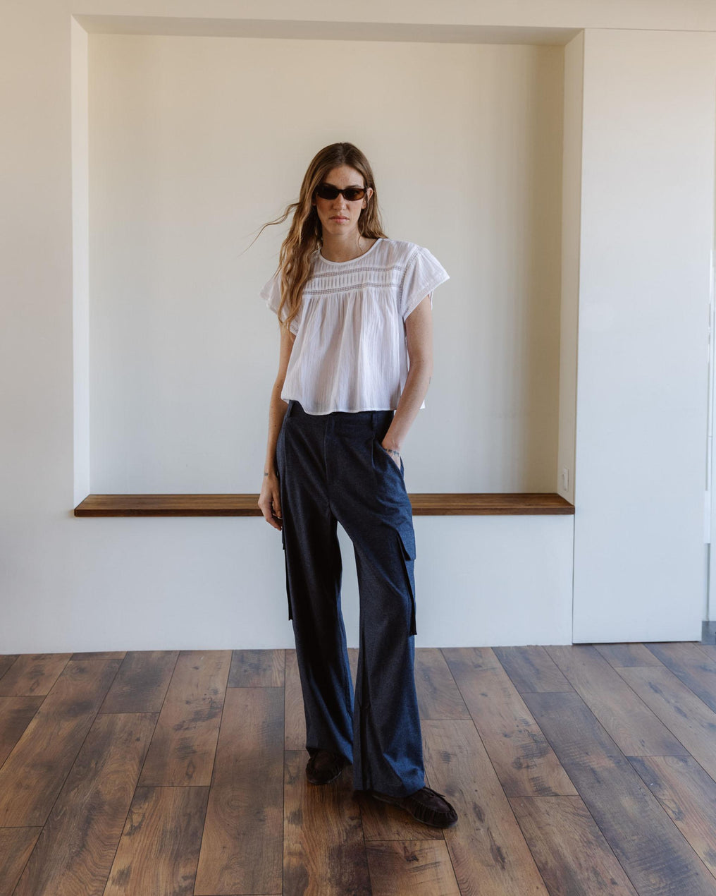 Blusa Manga Corta Puntillas Delantero Blanca