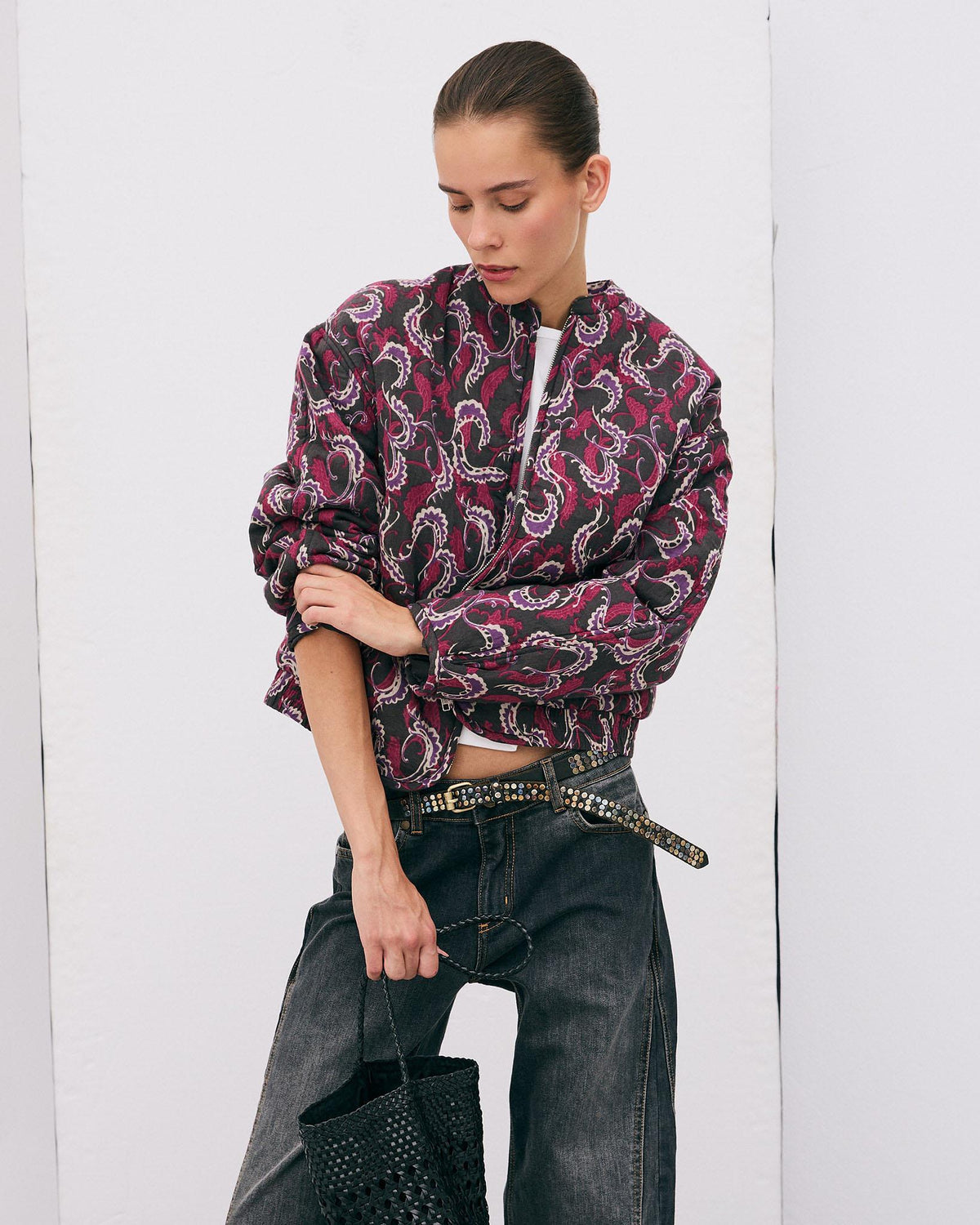 Chaqueta Bomber Estampado Antracita