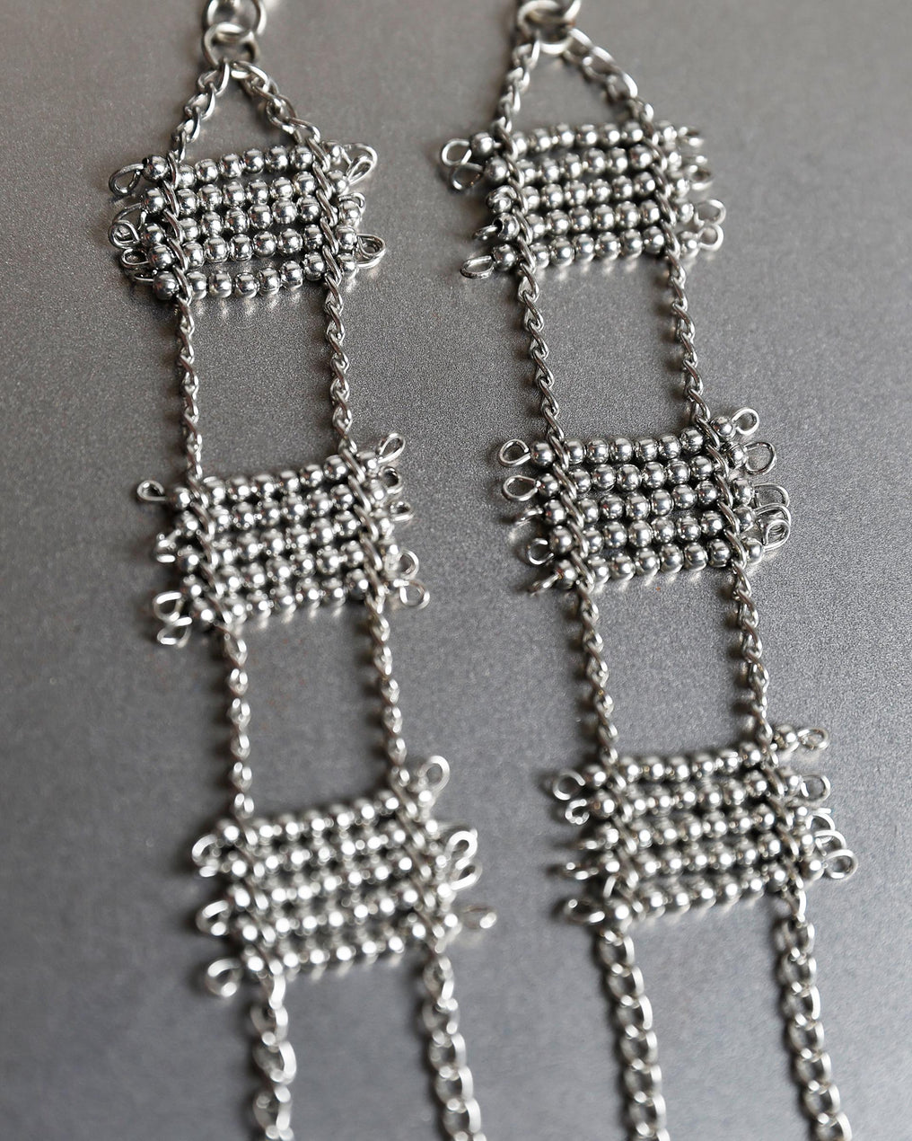 Silver Rectangular Earrings