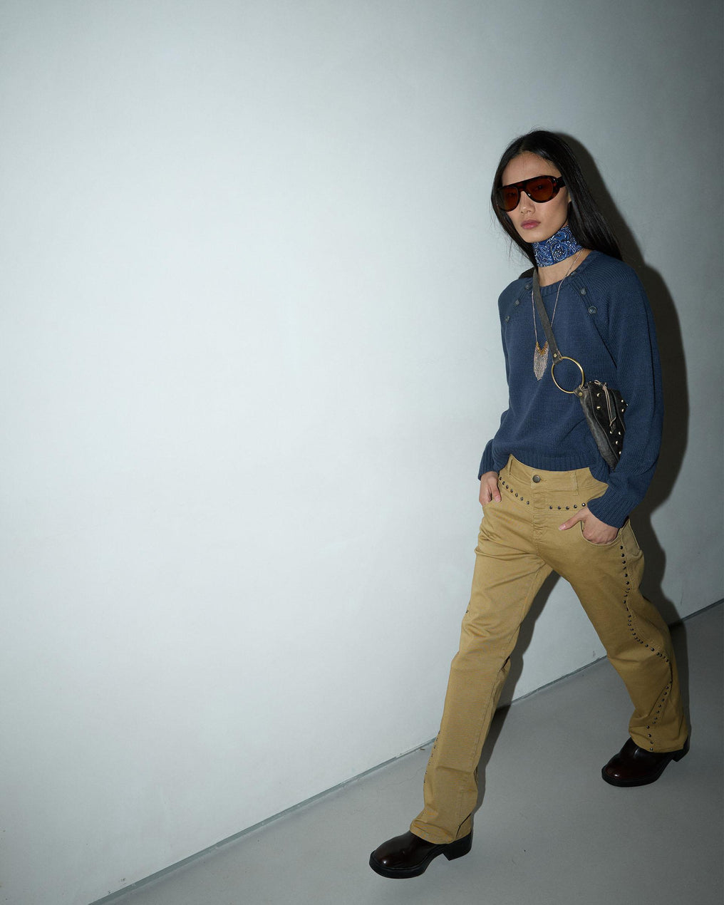 Jersey Cuello Redondo Botónes Azul