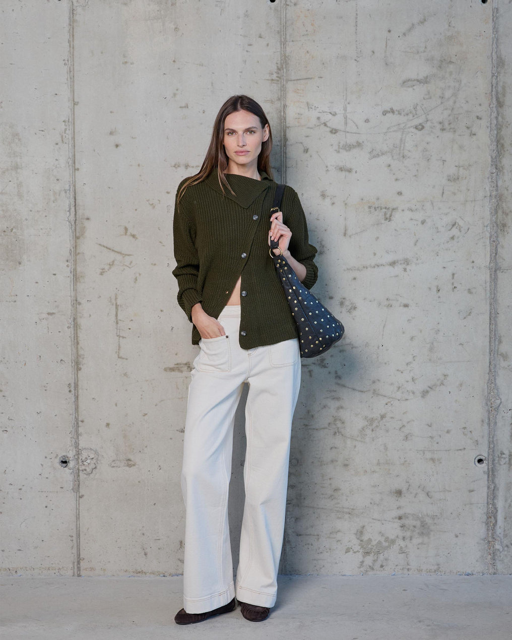 Chaqueta Cuello Ancho Verde Militar