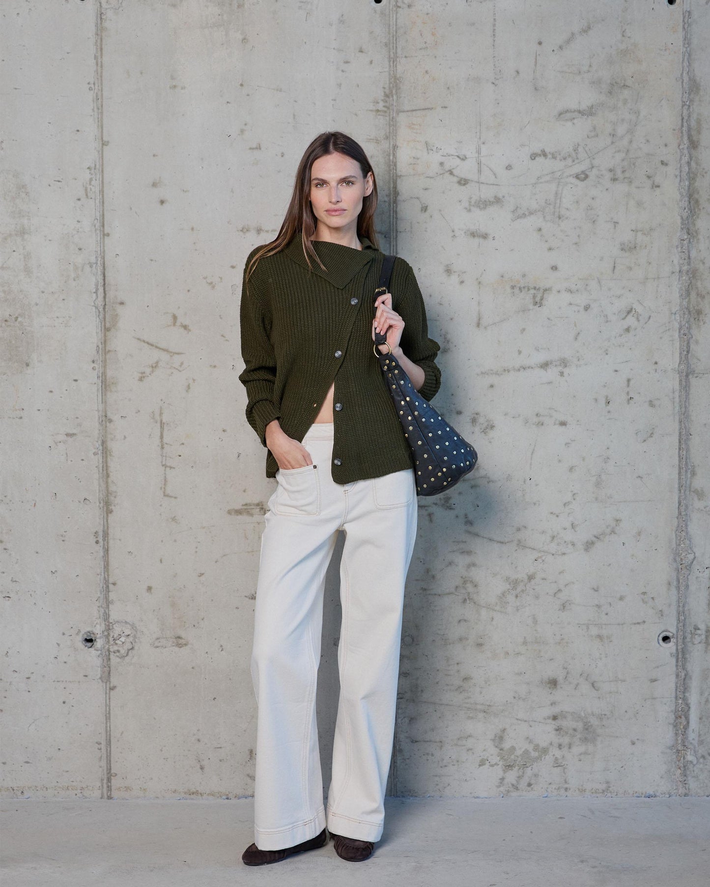 Chaqueta Cuello Ancho Verde Militar