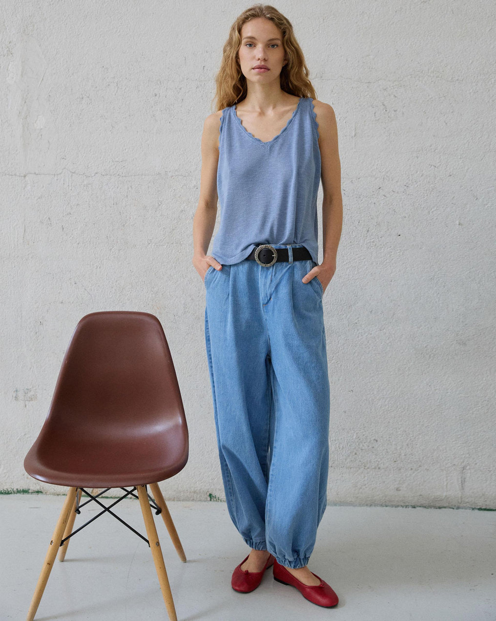 Blue Wavy Details Top