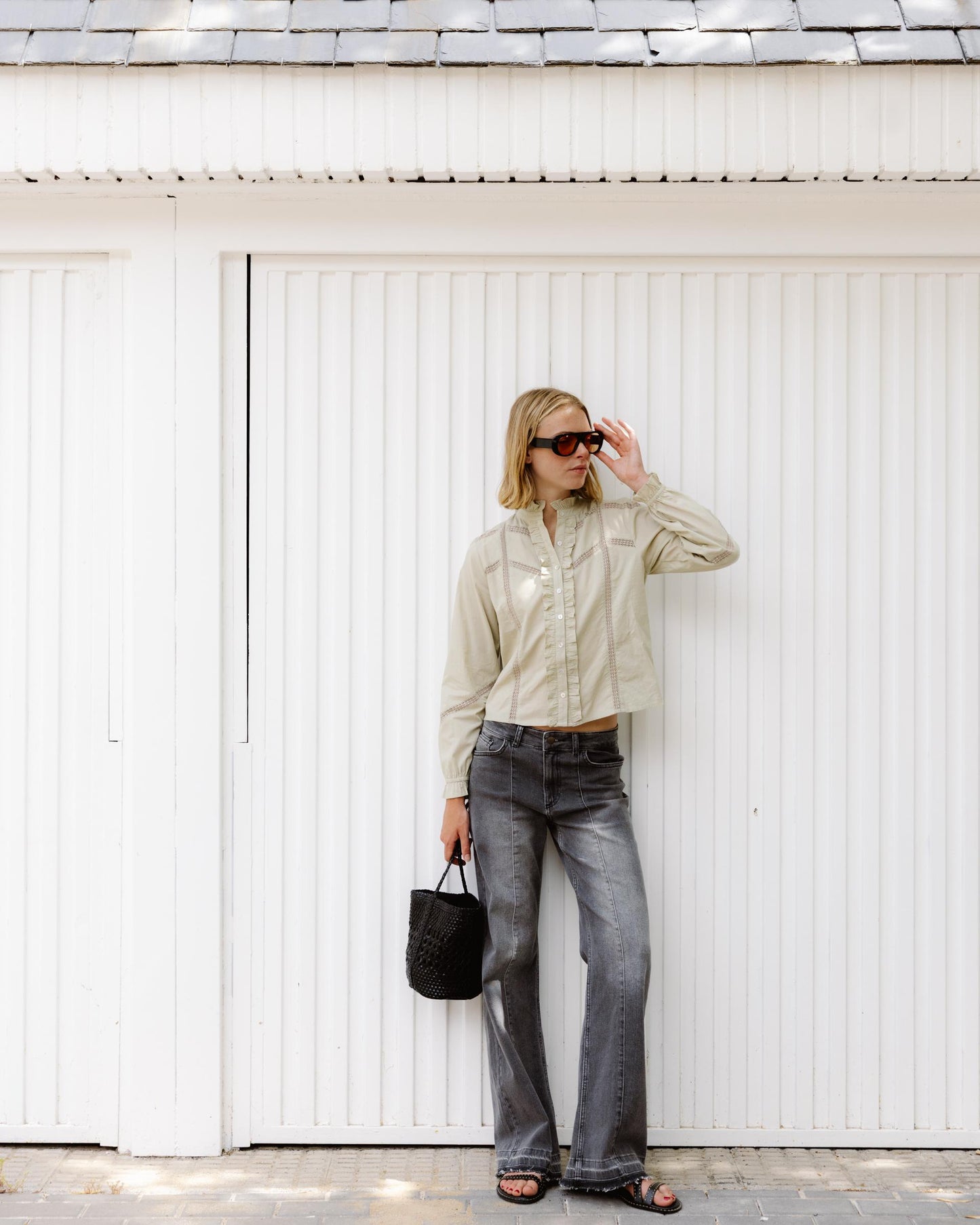 Blouse Dentelle Volant Avant Vert
