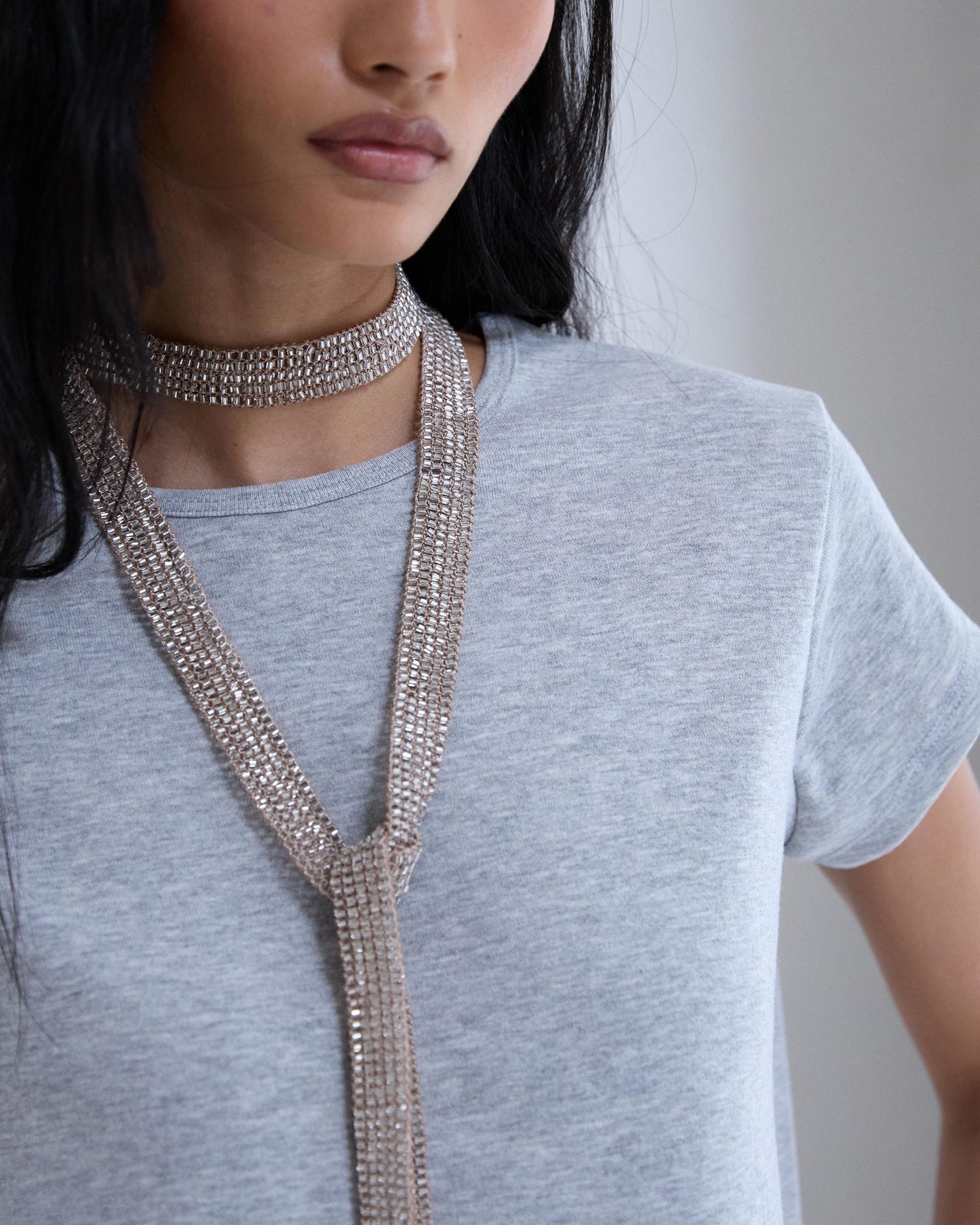 Collar Foulard Bolitas Taupe