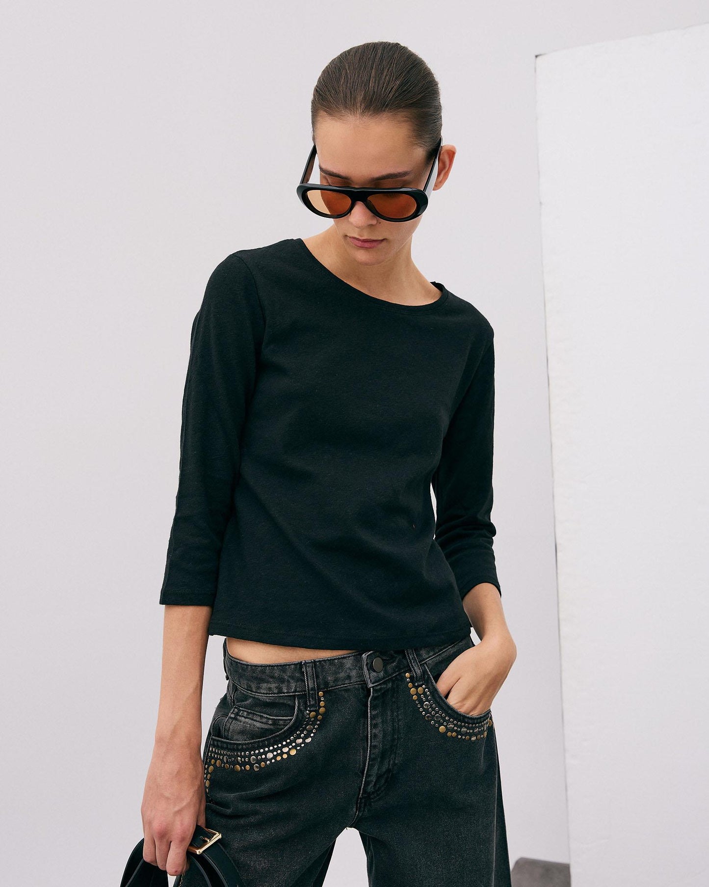 Basic Cap-Sleeve T-shirt Black
