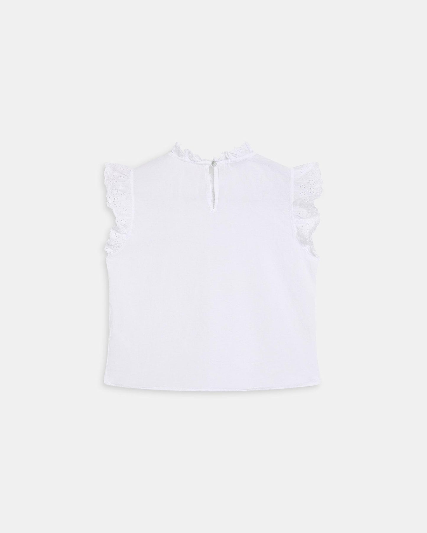 Blusa Mangas Troqueladas Blanca
