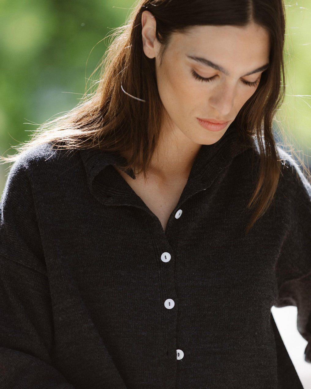Anthracite High Neck Knit Jacket