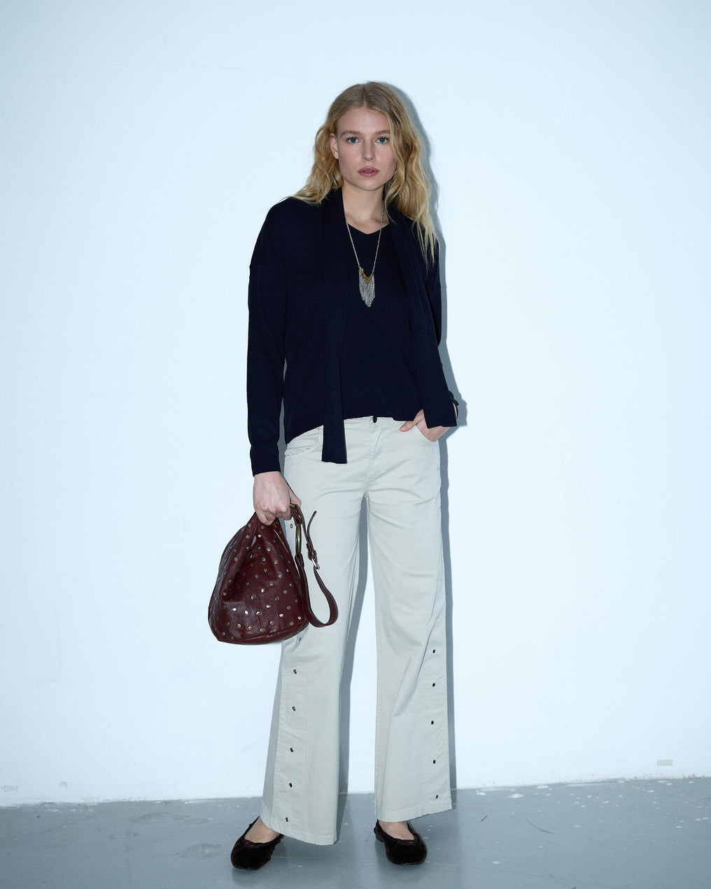 Jersey Punto Fino Bufanda Azul Marino