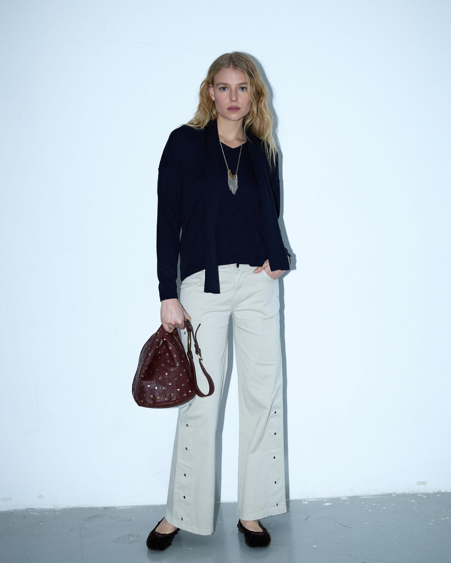 Jersey Punto Fino Bufanda Azul Marino